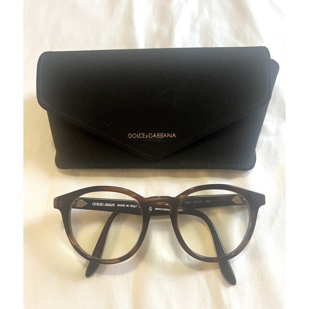 Giorgio Armani AR7227 5963 Striped Brown Round Eyeglasses Frames 50-21-145 Italy